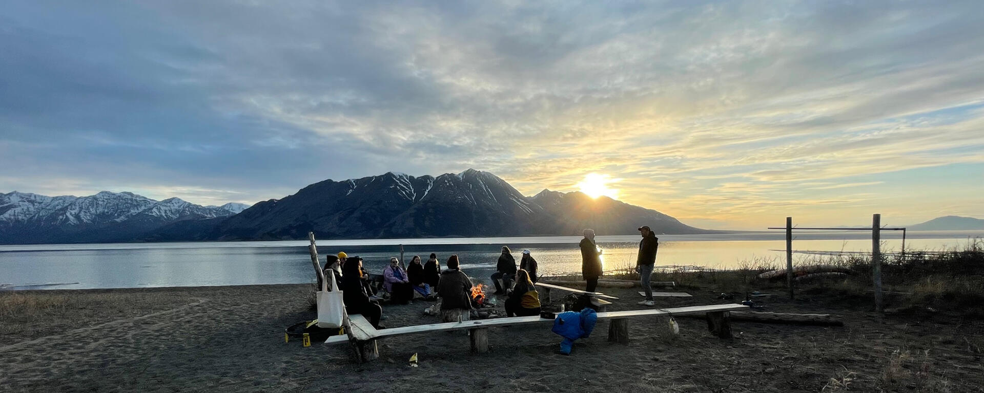 Group photo of the law student cohort at Kluane Lake 