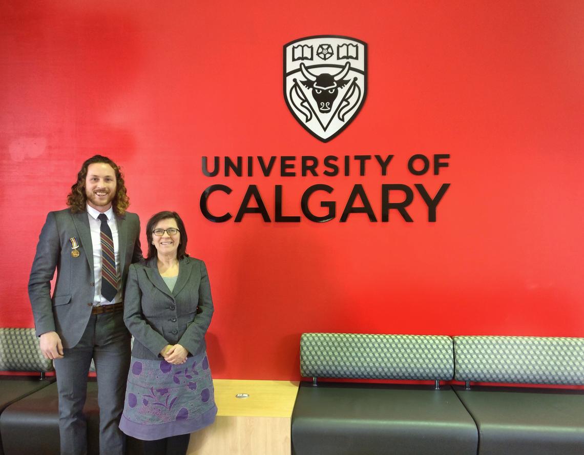 Ian MacNairn with Susan Barker, UCalgary's vice-provost (student experience). Barker supported MacNairn’s application to attend the Association of Commonwealth Universities’ international conference on promoting respect and understanding. University of Calgary photo
