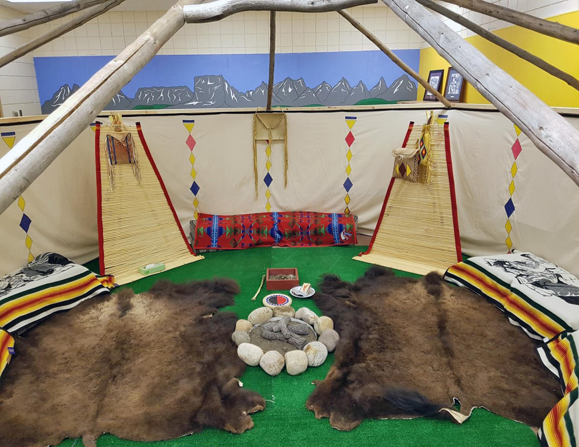 Kainai High School’s Cultural Wellness Room offers students a space for reflection and connection with Elders.