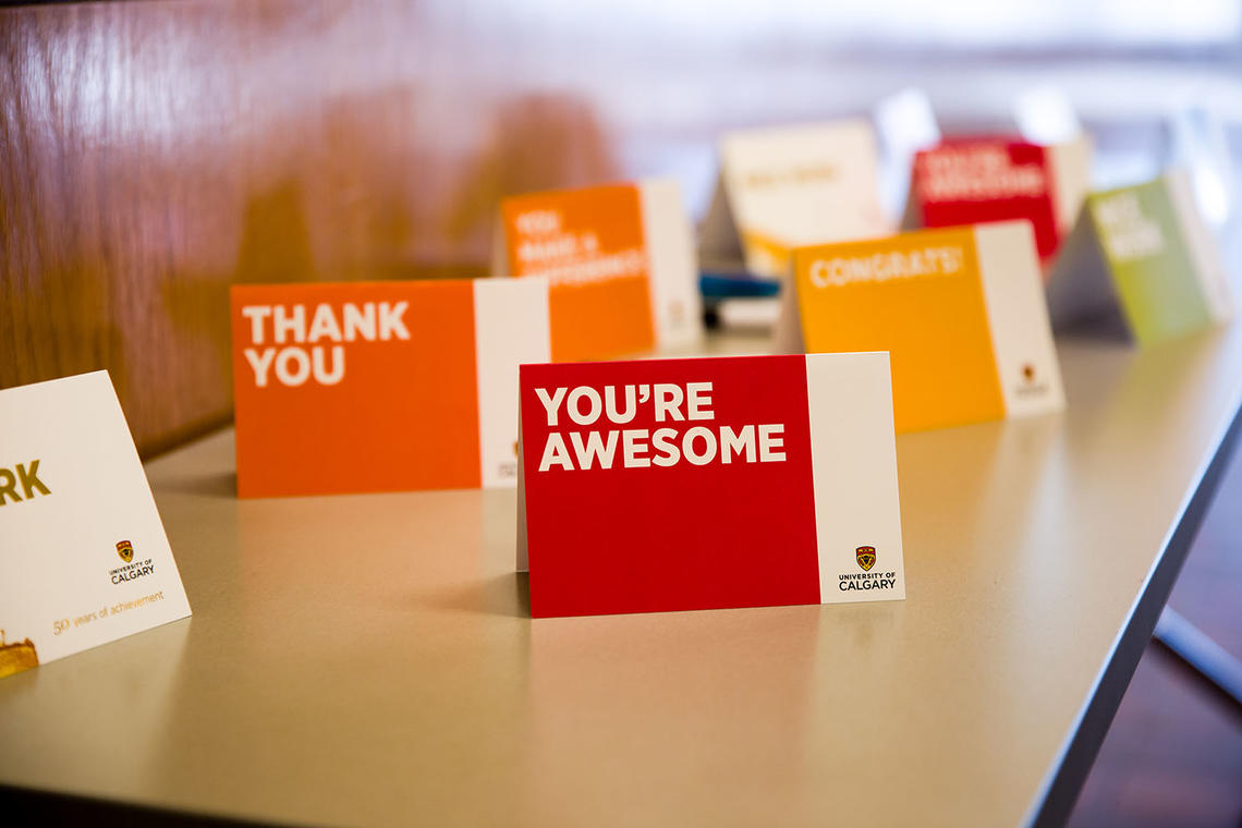 The previous card design isn't going anywhere — winning images will made into new cards and added to the existing suite of UCalgary's recognition print cards and eNotes that are available to send today.