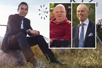 From left to right: Varun Bhatt, donor Tony Johnson, and Michael Kehler.