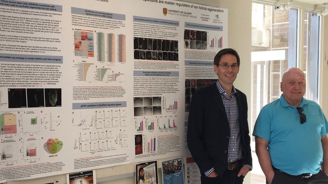 Jeff Biernaskie with Don Adamson, a burn survivor, at UCalgary's 5th annual StemCell Talks event. 