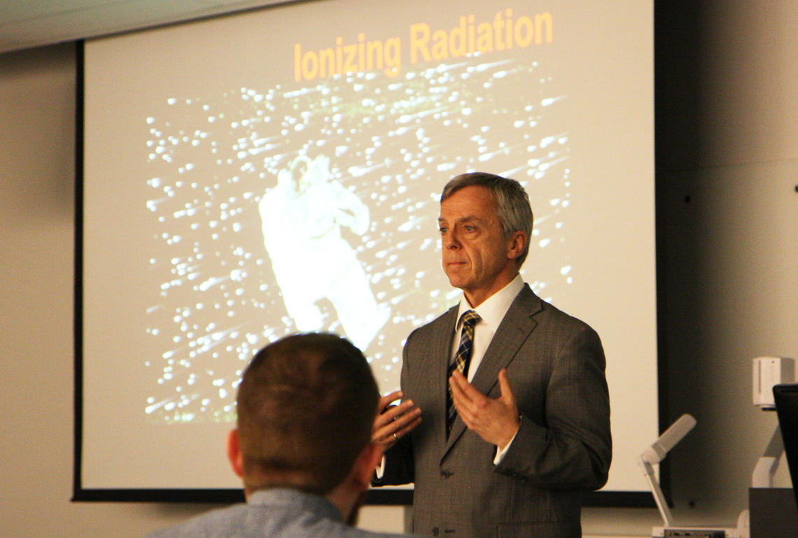 University of Calgary Chancellor and former Canadian astronaut Robert Thirsk spoke to architecture students in the Mars Studio course about his experiences living in space. 