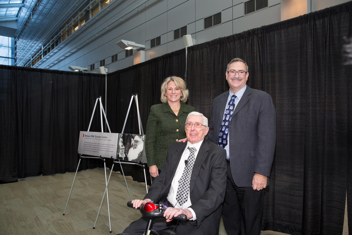 President Cannon with Dave Robson and Dr. Jon Meddings, dean of the Cumming School of Medicine.