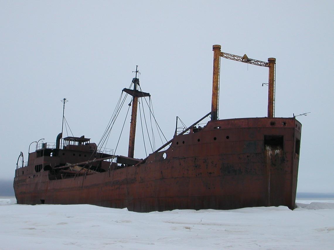 The iconic SS Ithaka, a small supply ship that ran aground near Churchill in 1960.