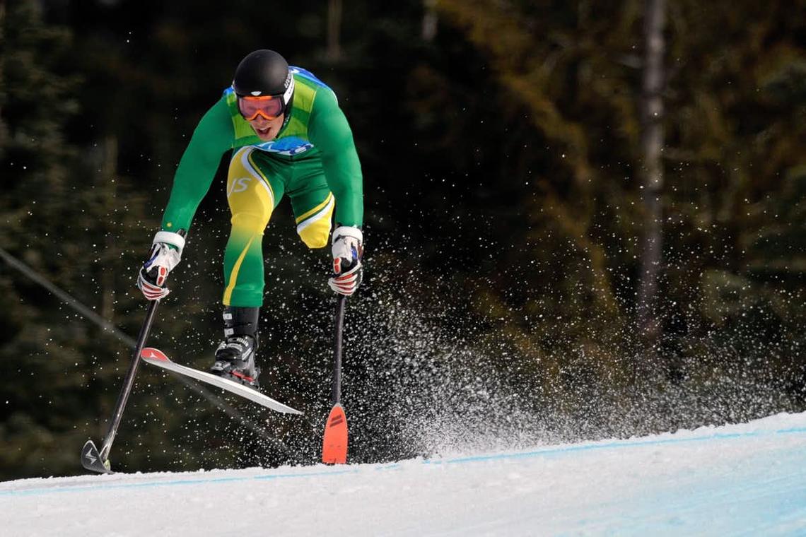 Australia’s Cameron Rahles-Rahbula competes in the Men’s Downhill at the 2010 Paralympic Winter Games in Vancouver.