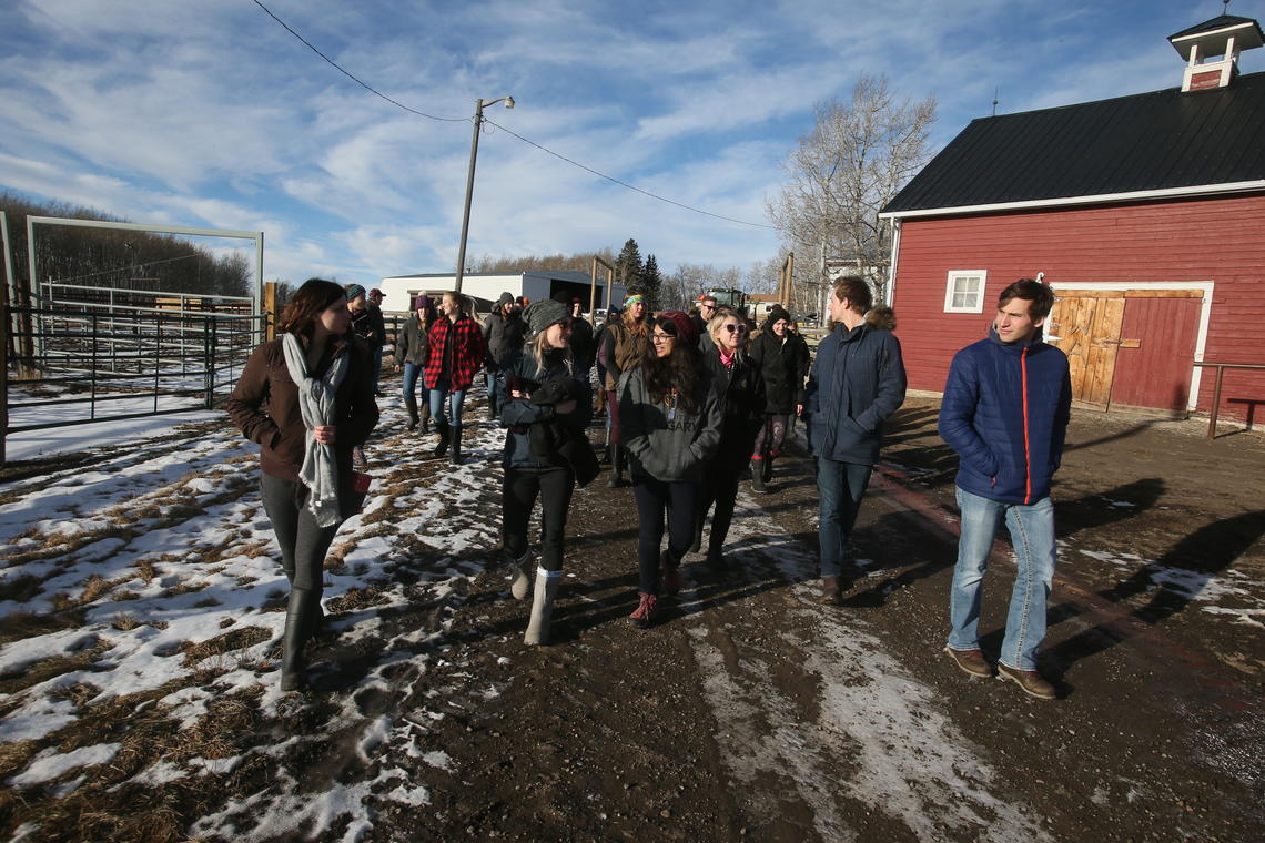 Students tour the W.A. Ranches property.