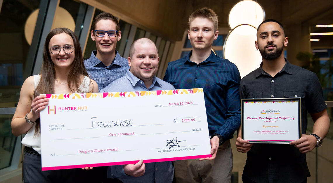 Liftoff! People's Choice WInner, pictured left to right: Nathalie Drzewiecki, Elian Dupre Sarmiento, Ryan Baker, Peter Shmerko, and Hamza Syed