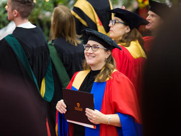 Students celebrate graduation at the 2019 fall convocation ceremony.