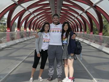 Cho (right) with peers at the Calgary Pride Parade.