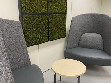 Soft seating and moss wall