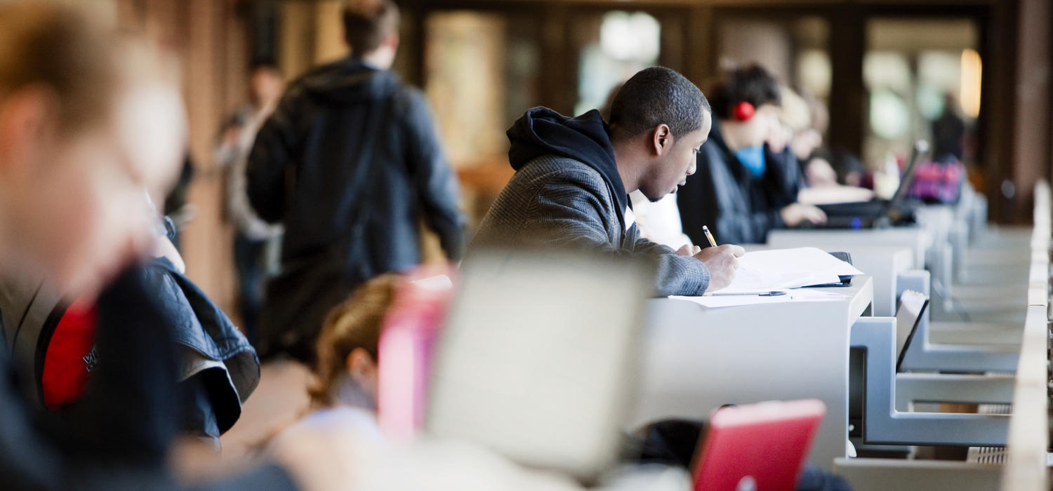 Student working at a carrel at university of Calgary