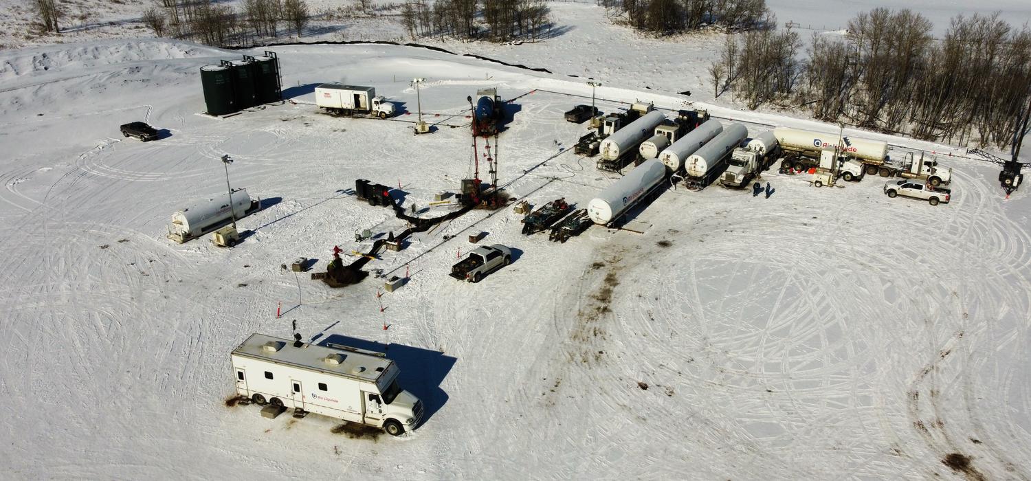 Field pilot drilling site near Red Deer, AB