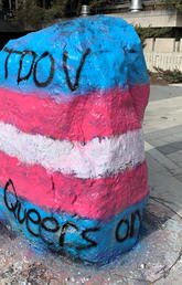 UCalgary student groups painted the campus rock for Transgender Day of Visibility