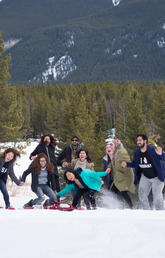 Students snowshoeing during Camp LEAD