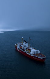 Amundsen Icebreaker sailing in the arctic