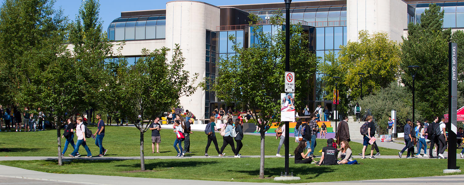 Summertime in front of MacEwan Hall