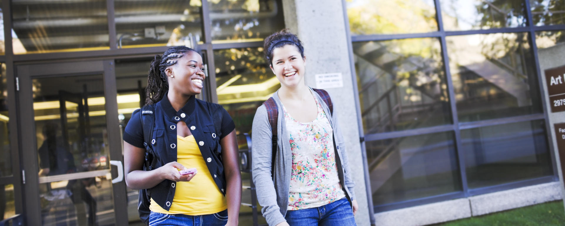 Students outside the Art parkade