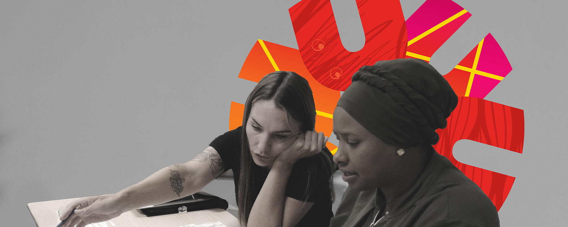 Women collaborating in a classroom