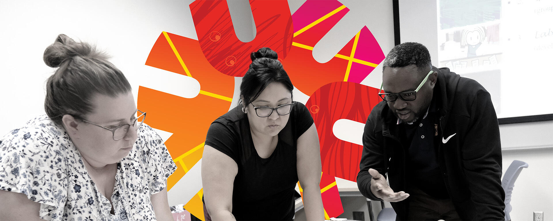 Teacher with students