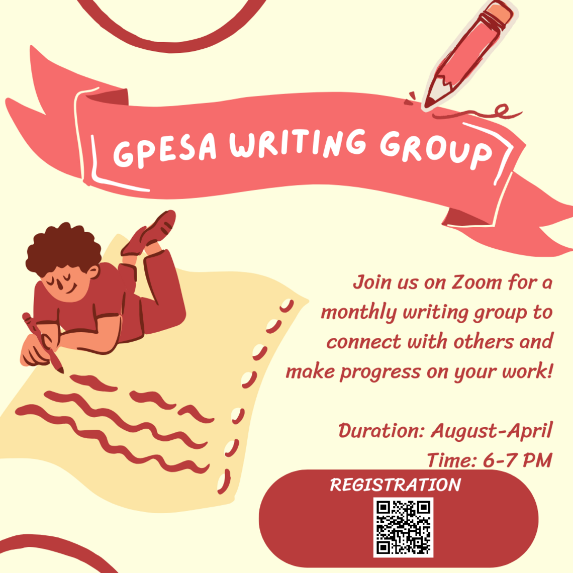 Advertisement for the GPESA Writing Group