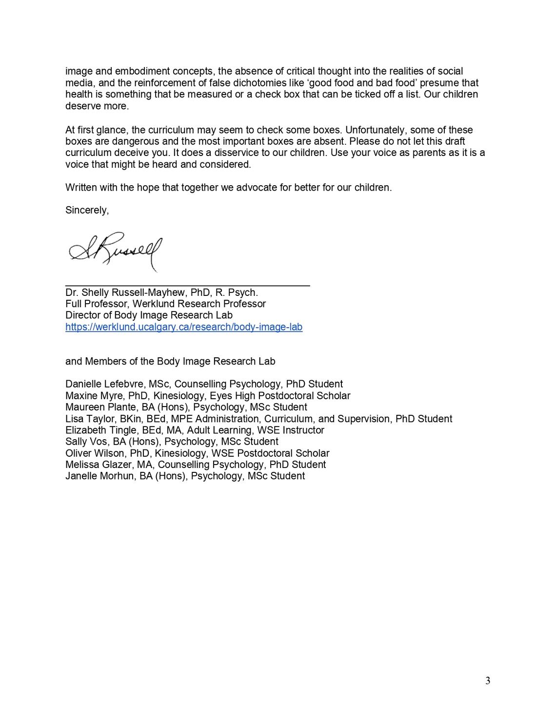 Open Letter Page 3 Page 3