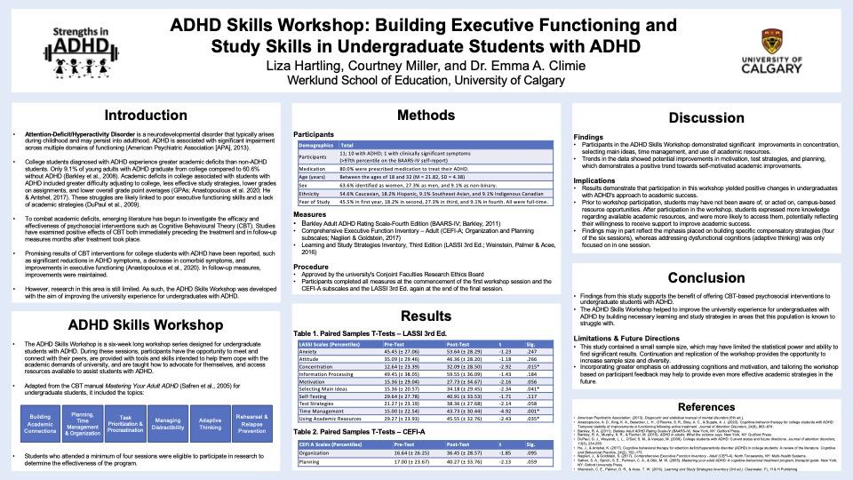 ADHD Skills Workshop: Building Executive Functioning and Study Skills in Undergraduate Students with ADHD Poster Presentation picture