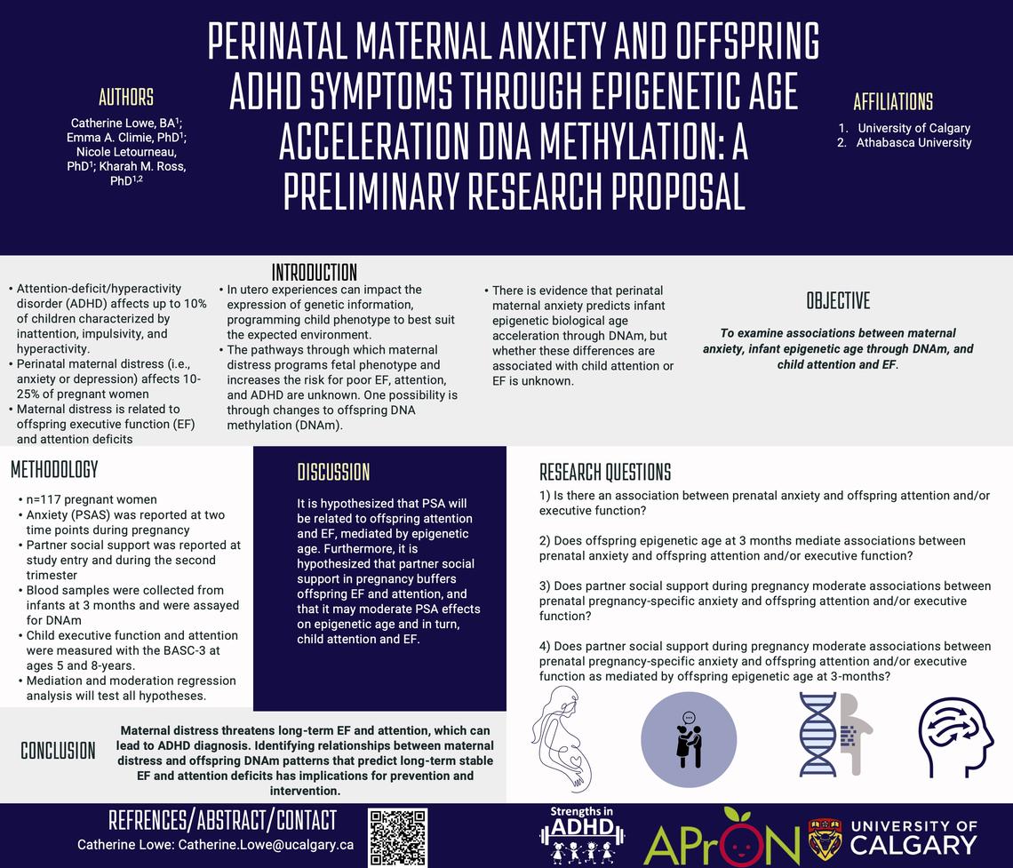 Perinatal maternal anxiety and offspring ADHD symptoms through epigenetic age acceleration dna methylation: A preliminary research proposal