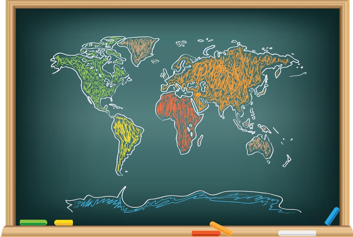 chalk board map of the world