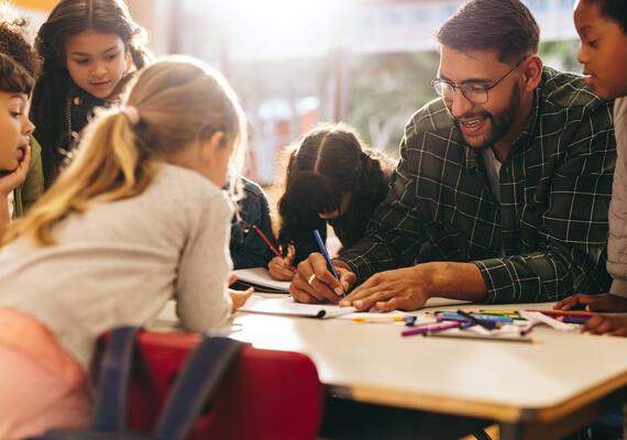 Children with teacher